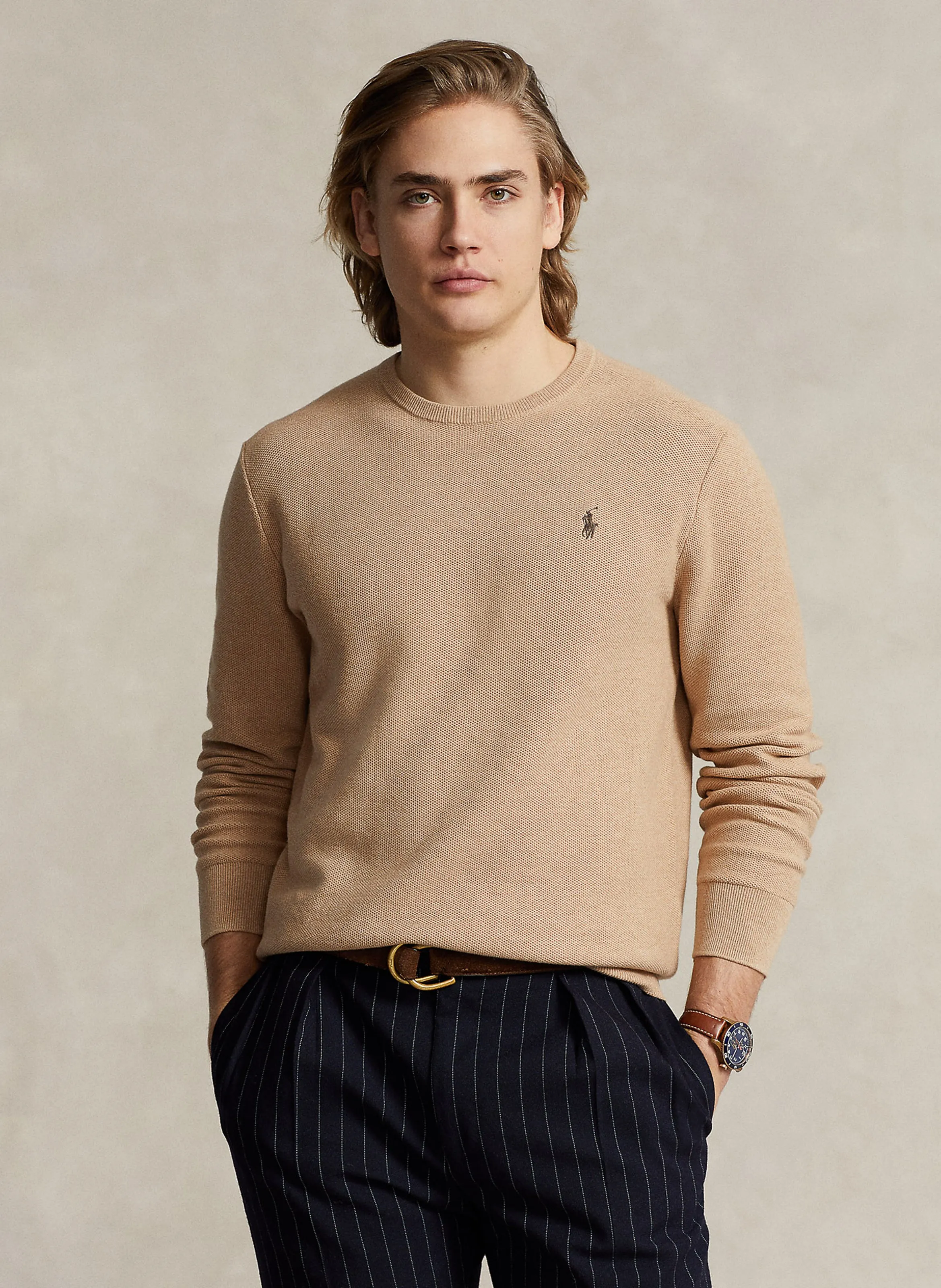  POLO RALPH LAUREN   Maglione dritto scollo tondo in cotone | Marrone