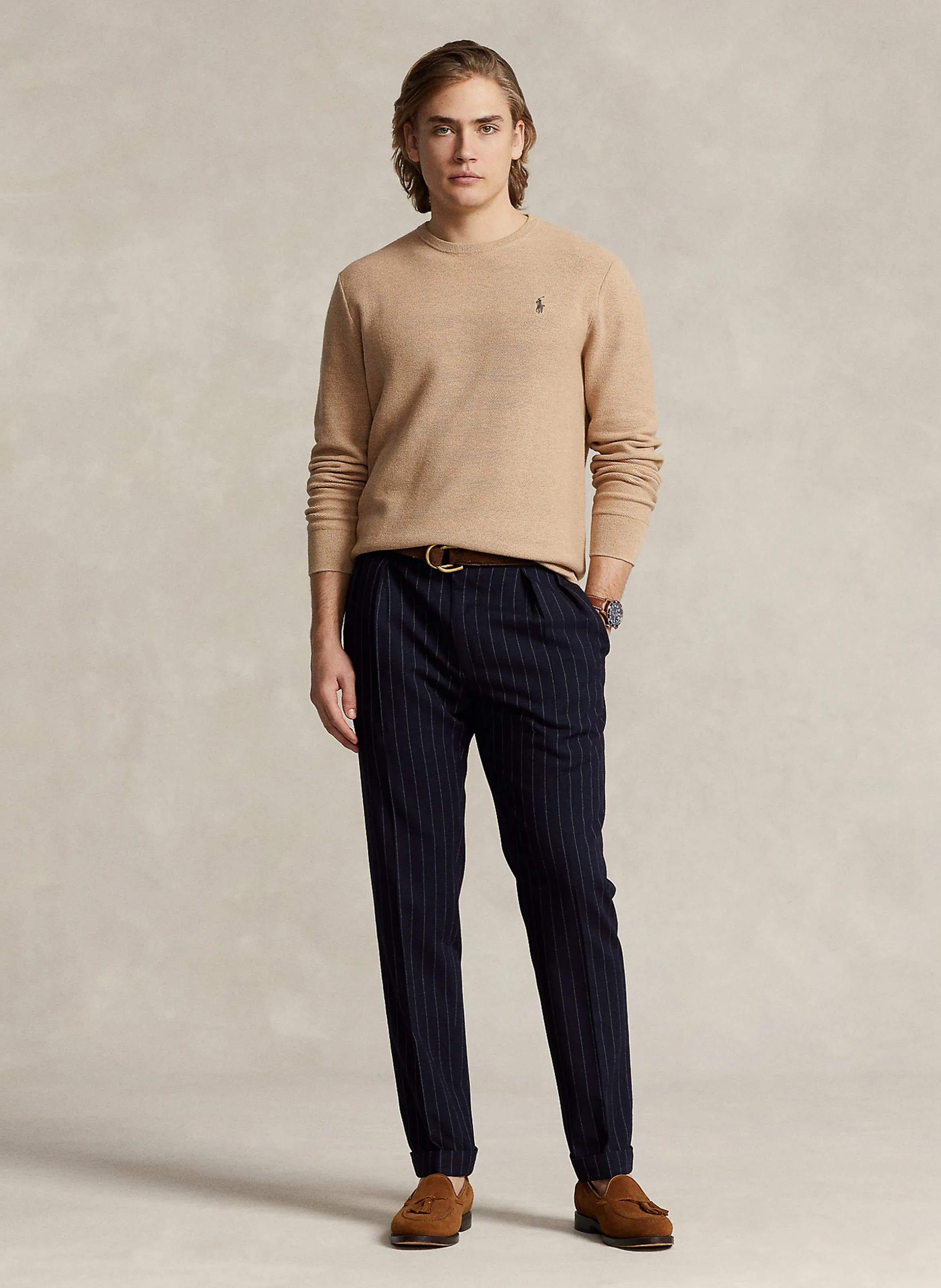  POLO RALPH LAUREN   Maglione dritto scollo tondo in cotone | Marrone
