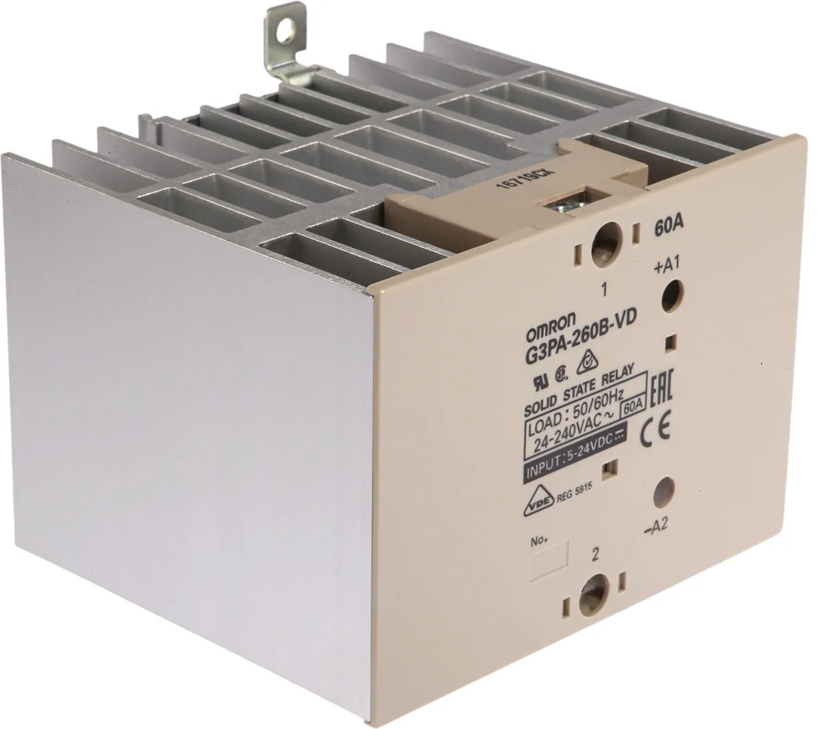 Relè a stato solido G3PA-260B-VD DC5-24, Montaggio a pannello, 60 A, 264 V, Zero Cross G3PA