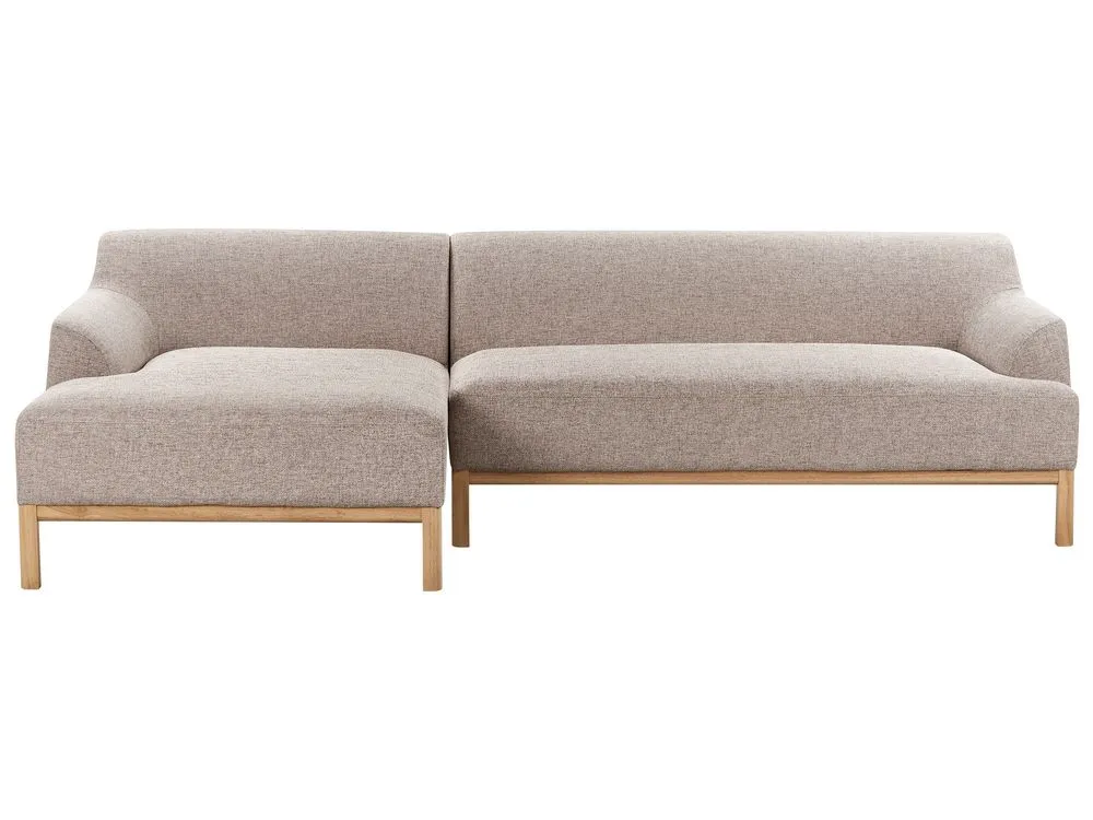 Right Hand Fabric Corner Sofa Light Brown SOSJO
