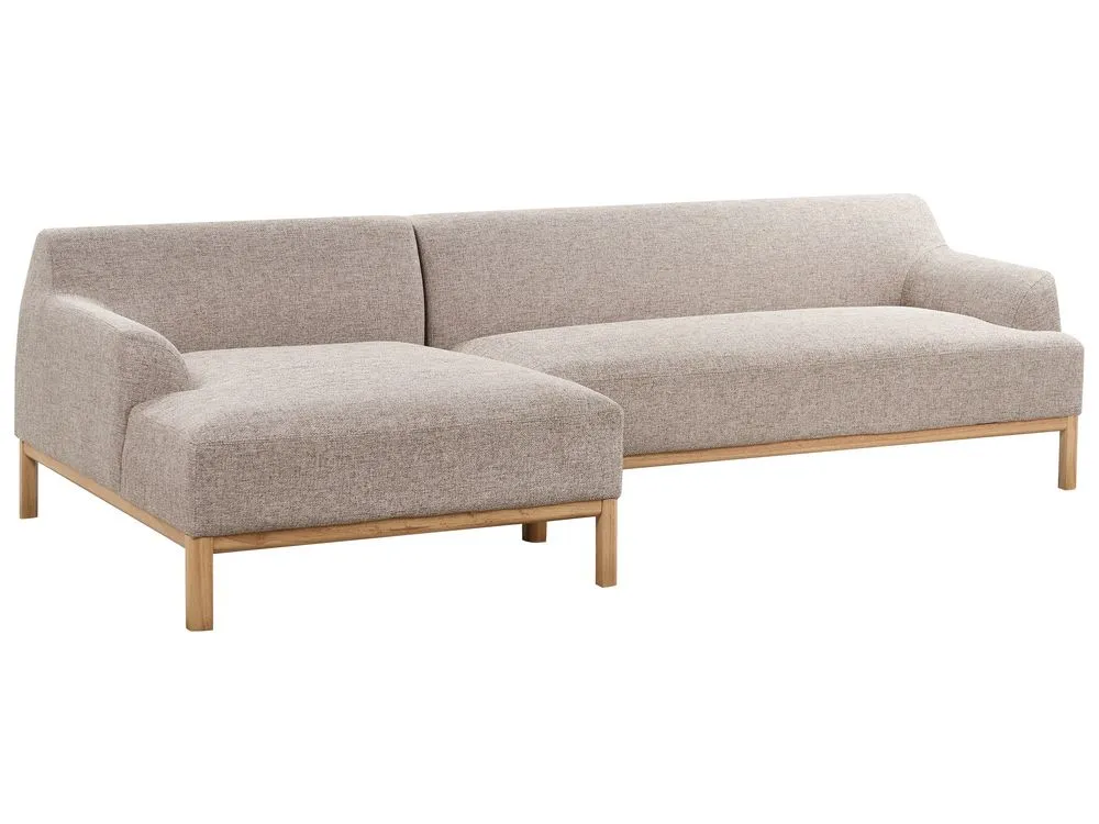 Right Hand Fabric Corner Sofa Light Brown SOSJO
