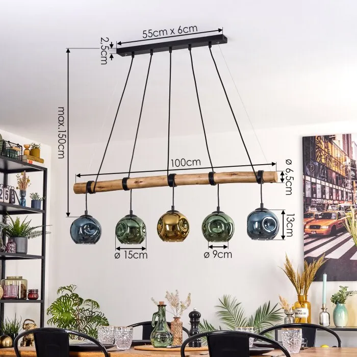 Ripoll Lampadario a sospensione, Lampada a sfera, Lampada a sospensione Écru, Nero, 5-Luci