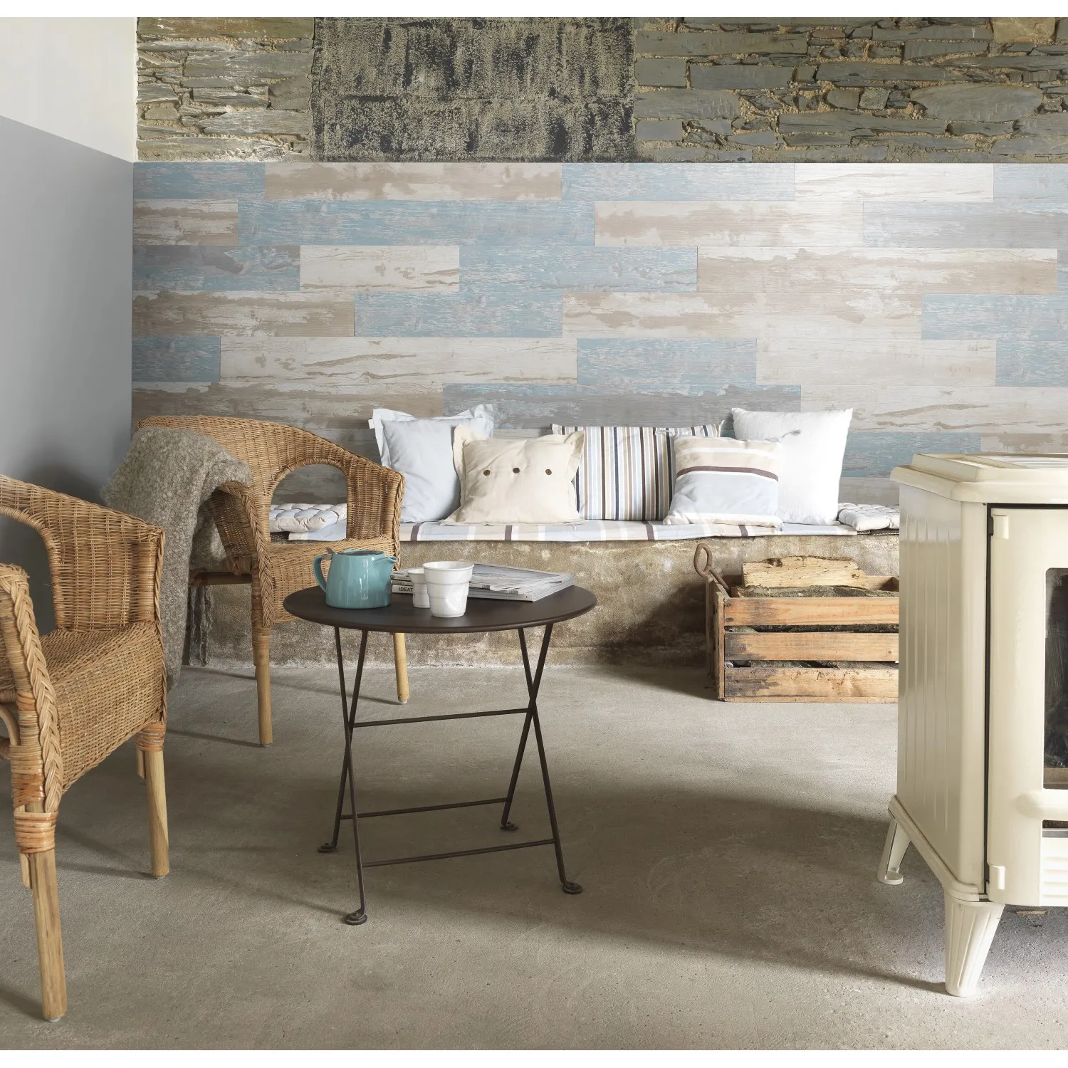 Rivestimento murale decorativo Cabane blu
