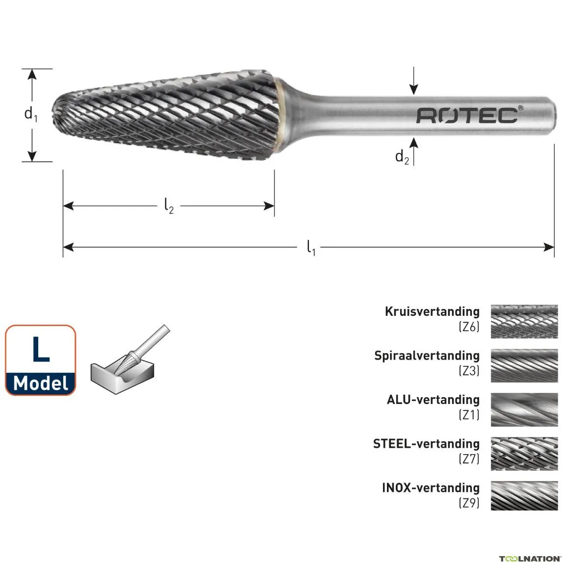 Rotec 439.1061 Frese HM 9,6 mm modello L