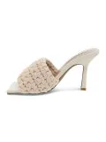 Sandalo con tacco Steve Madden JESSYCA BONE in tessuto e ecopelle ghiaccio e perla