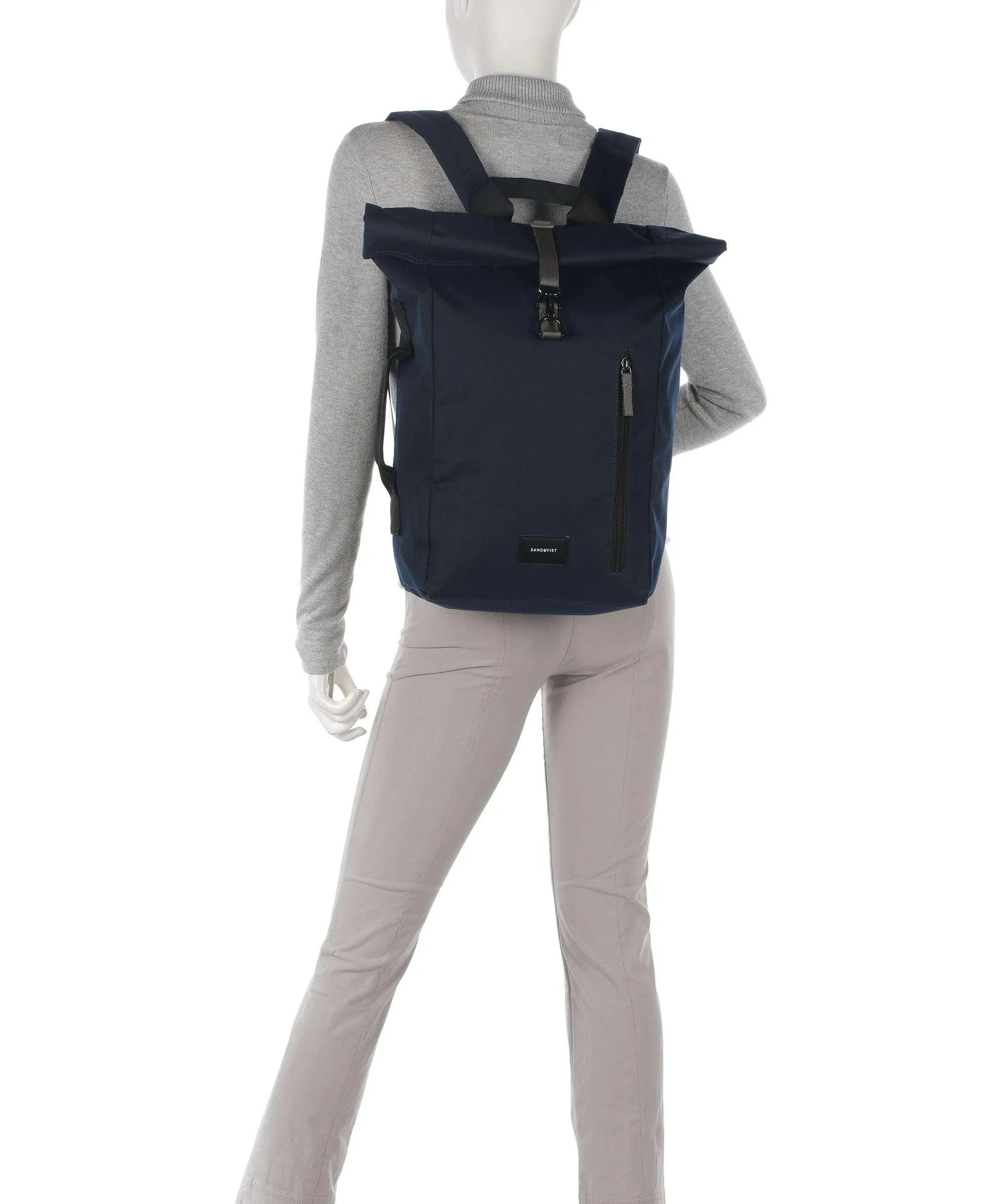  Sandqvist Ground Dante Vegan Zaino roll-top poliestere riciclato verde scuro  
