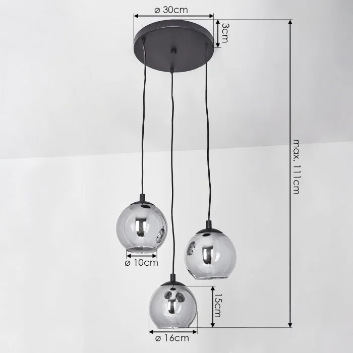 Sernf Lampada a Sospensione Nero, 3-Luci