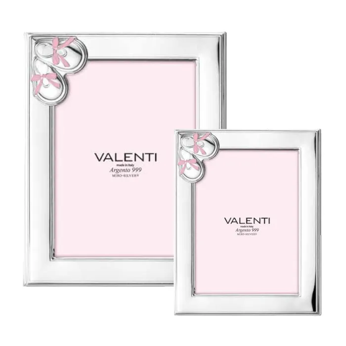 Set 2 Cornici Portafoto Rosa Con Scarpine Valenti