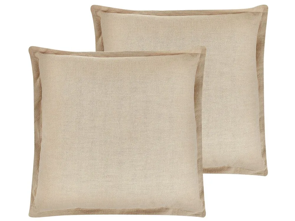 Set di 2 cuscini GUZMANIA 45 x 45 cm Beige Tinta unita