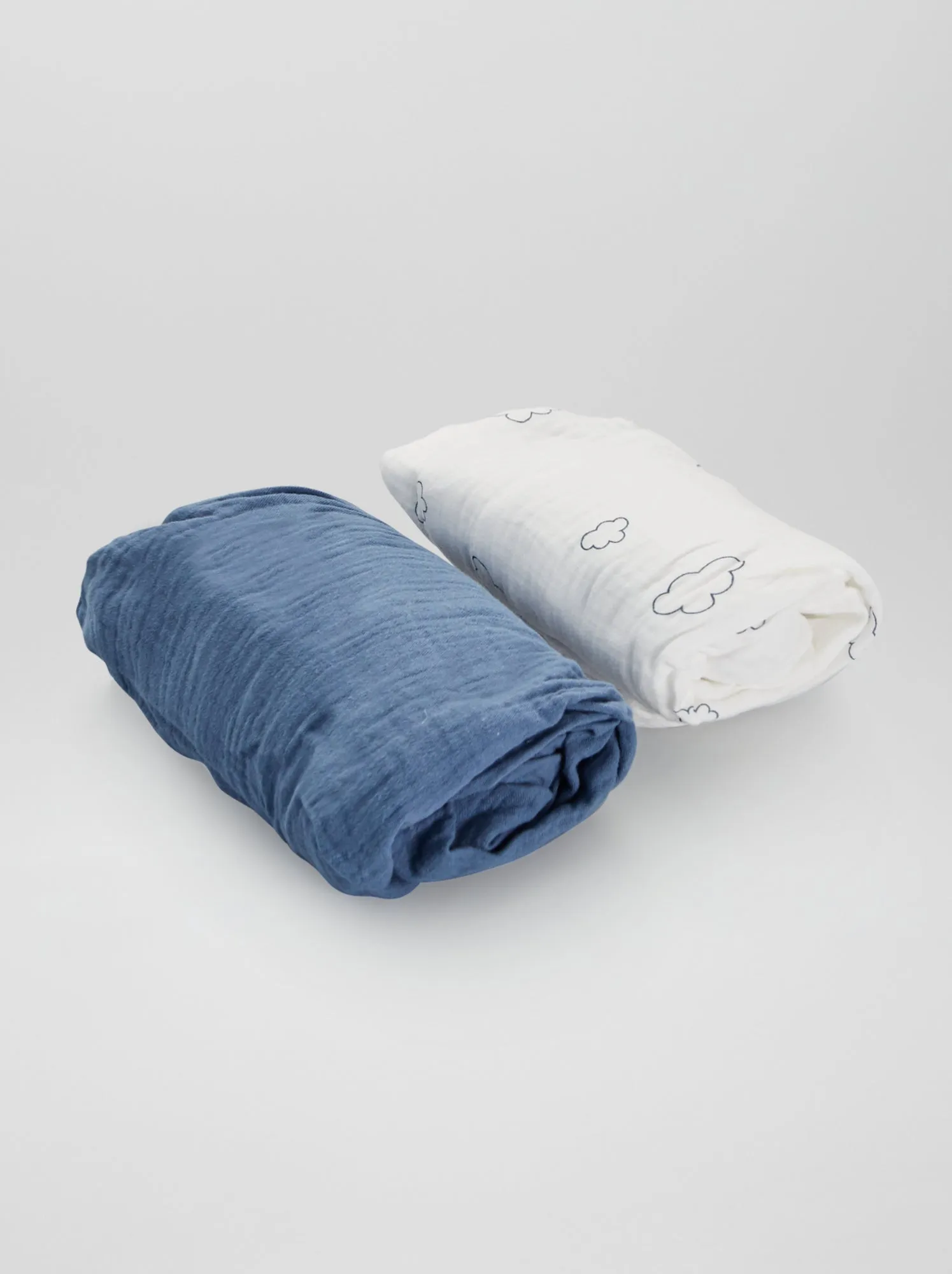 Set di 2 lenzuoli con angoli in garza di cotone - BIANCO