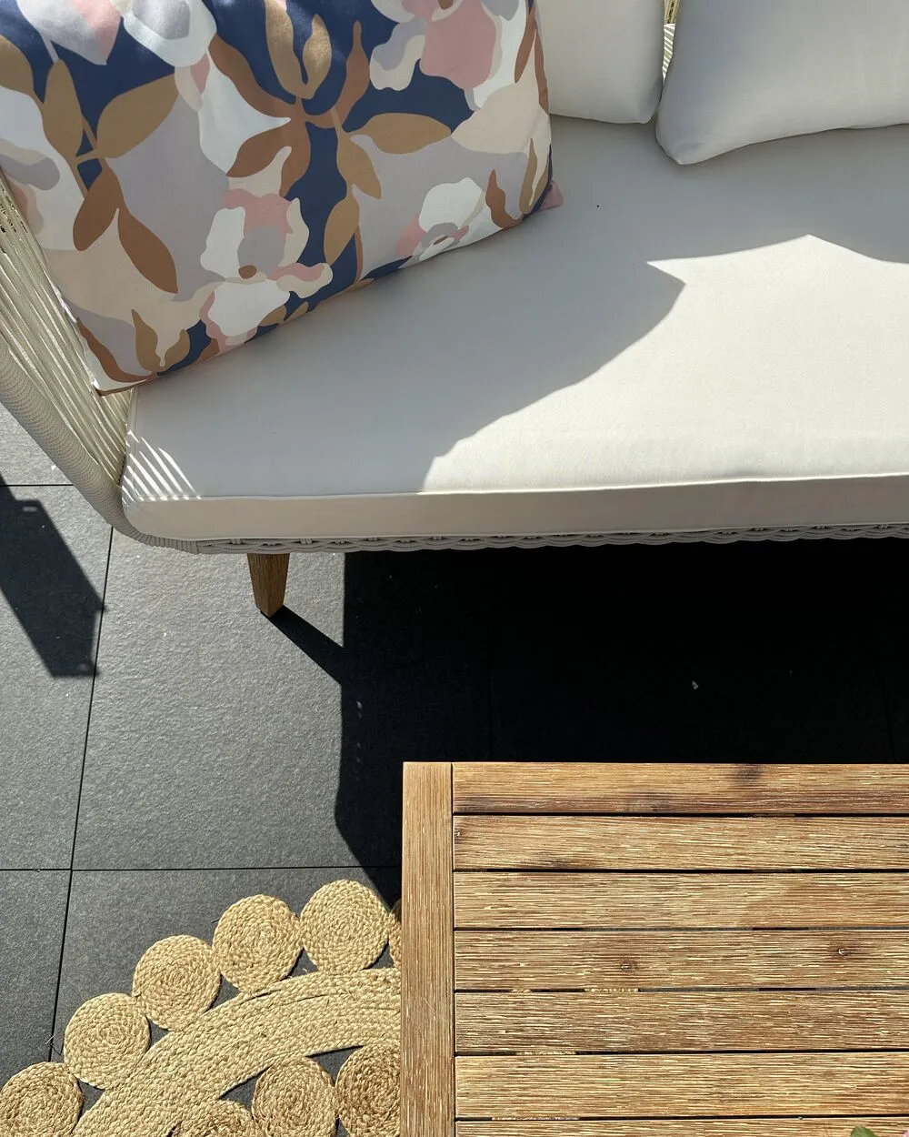 Set di divani angolari da giardino 5 posti ALCAMO Lato Sinistro Legno d'acacia Beige