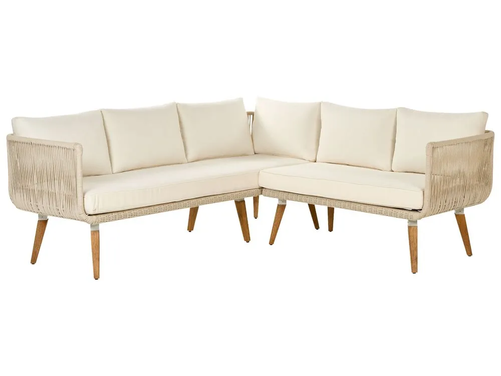 Set di divani angolari da giardino 5 posti ALCAMO Lato Sinistro Legno d'acacia Beige