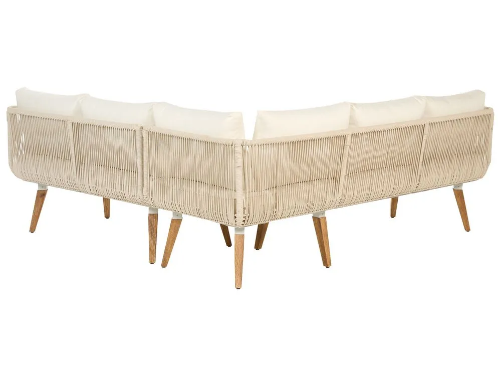 Set di divani angolari da giardino 5 posti ALCAMO Lato Sinistro Legno d'acacia Beige