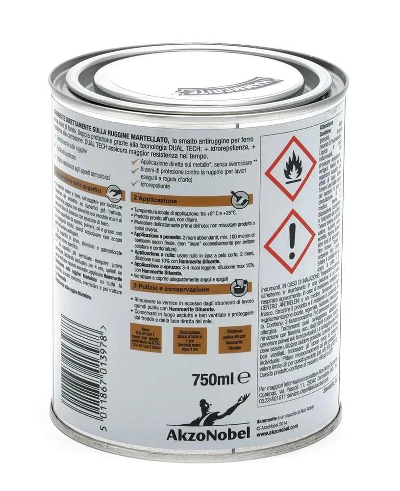 Smalto Hammerite martellato bianco ghiaccio 750 ml
