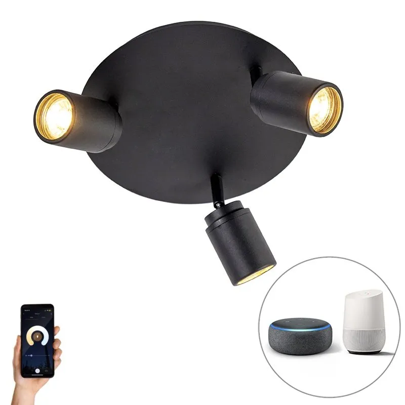 Smart spot moderno nero con GU10 3 luci IP44- Ducha