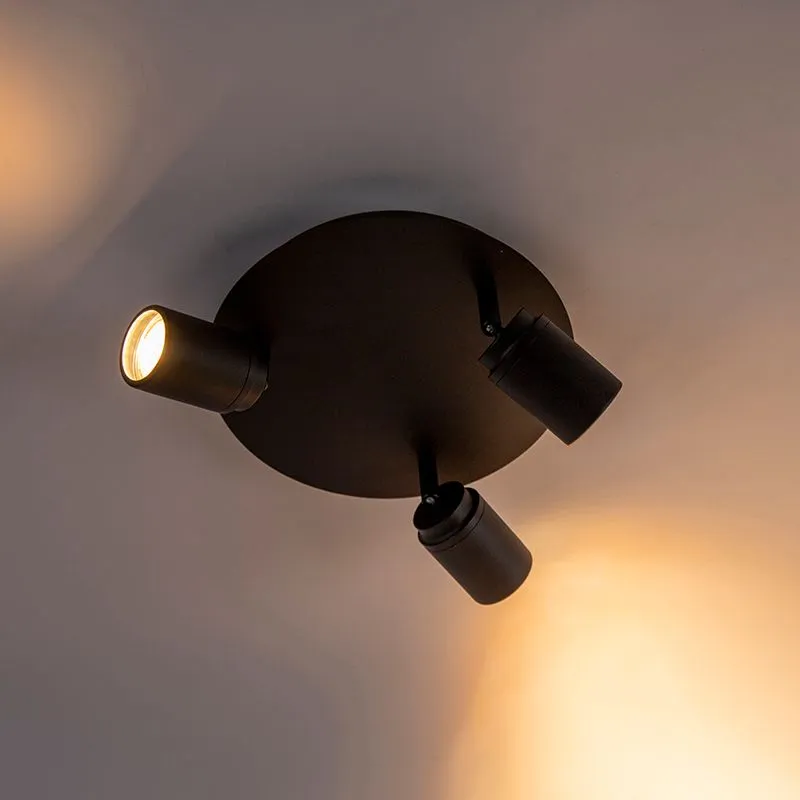 Smart spot moderno nero con GU10 3 luci IP44- Ducha