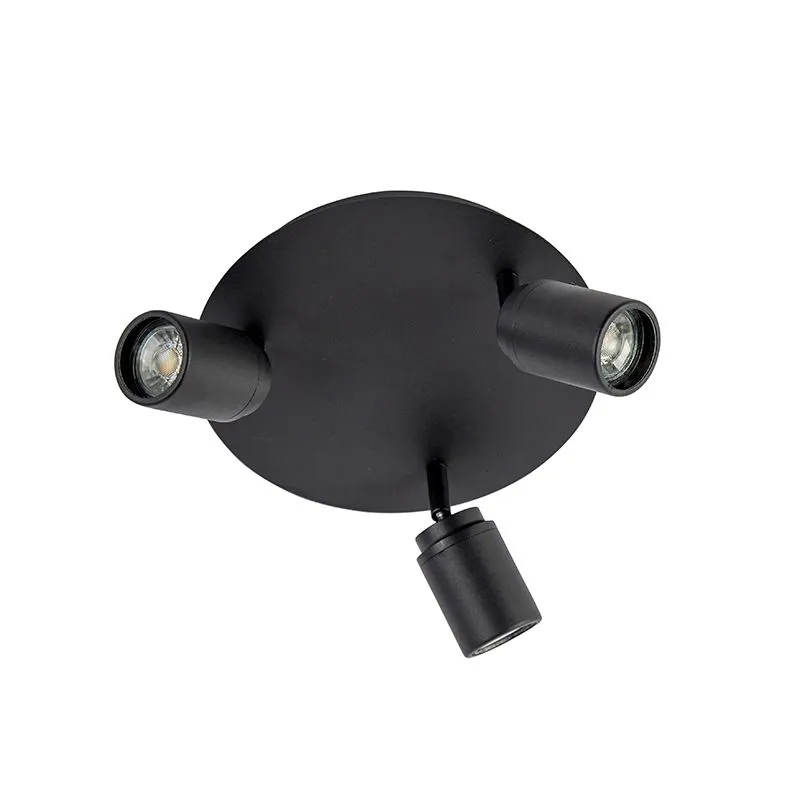 Smart spot moderno nero con GU10 3 luci IP44- Ducha
