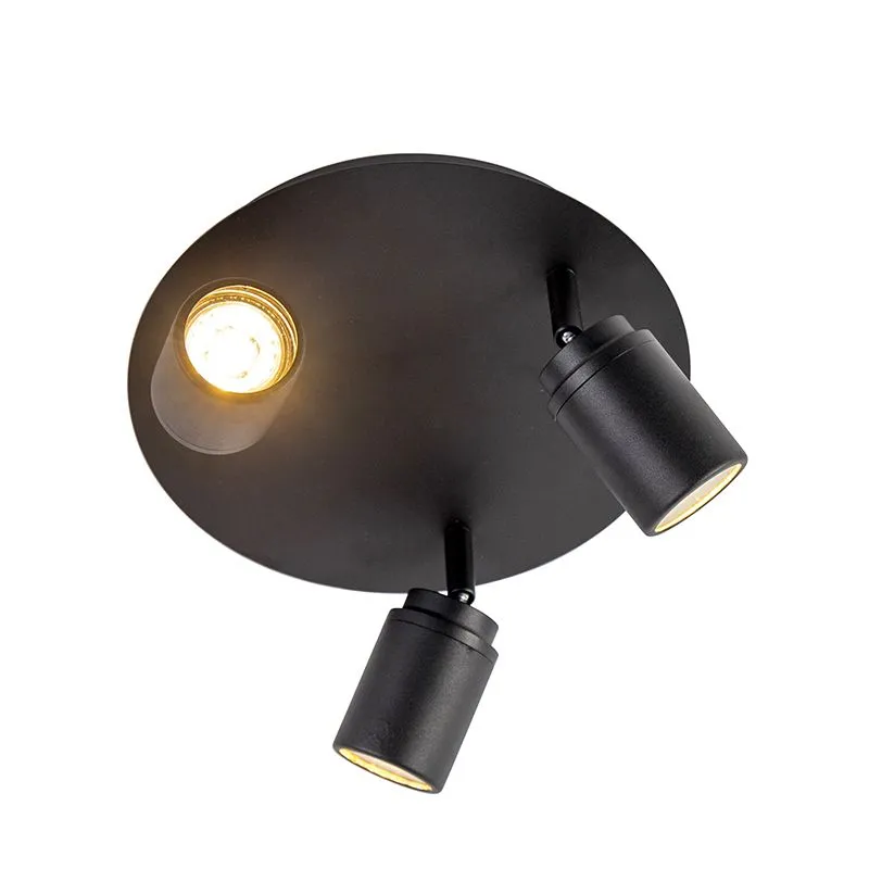 Smart spot moderno nero con GU10 3 luci IP44- Ducha