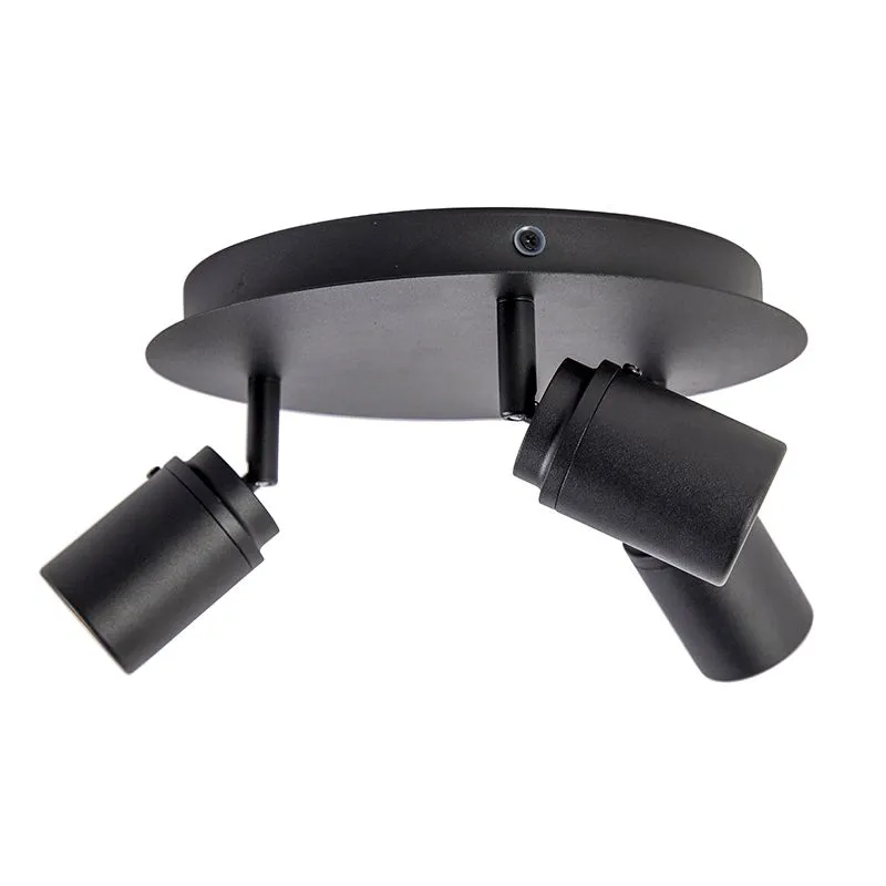 Smart spot moderno nero con GU10 3 luci IP44- Ducha