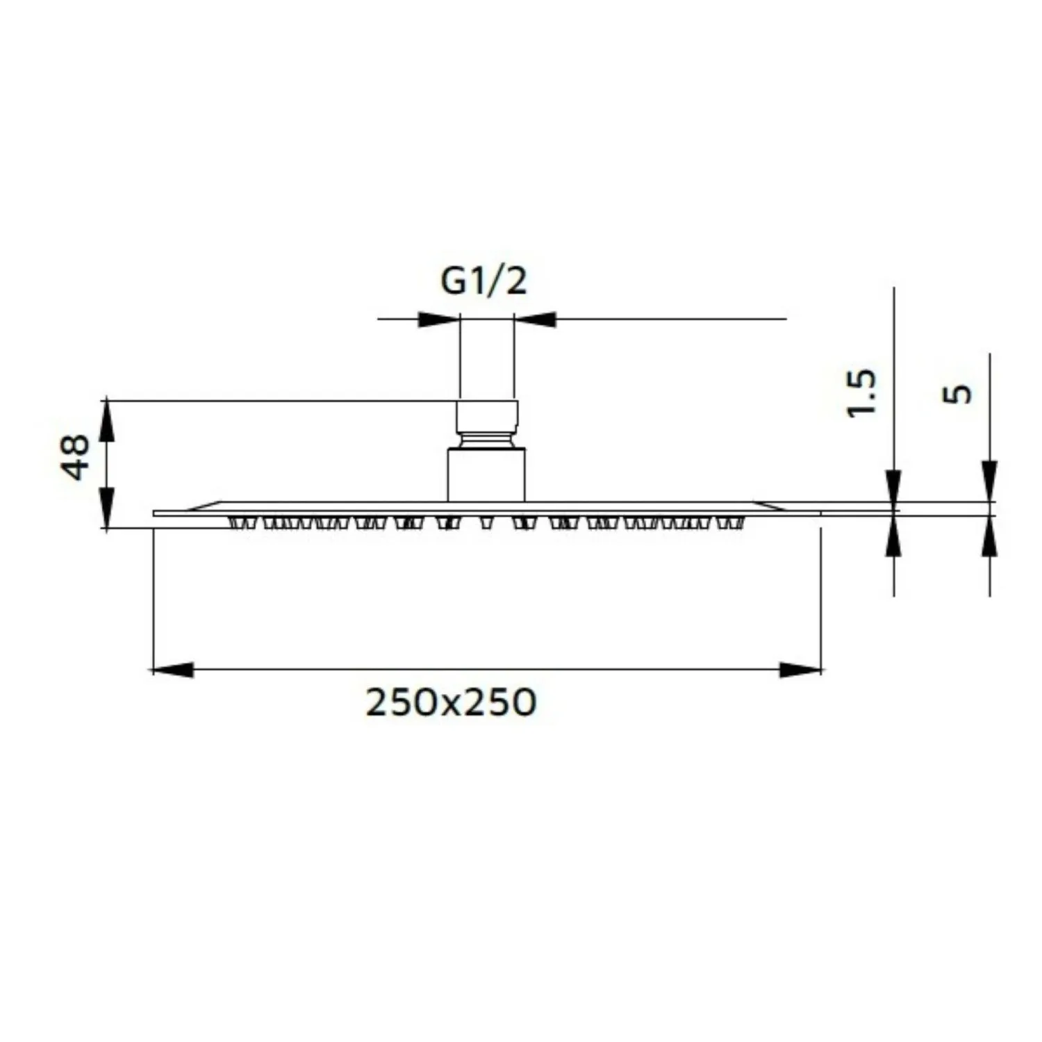 Soffione quadrato Cometa 25x25 cm rame lucido