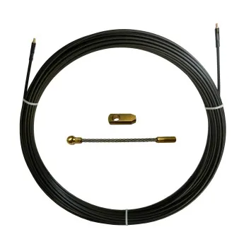 Sonda tiracavi in Nylon-acciaio, nera, Ø6 mm, 50 metri