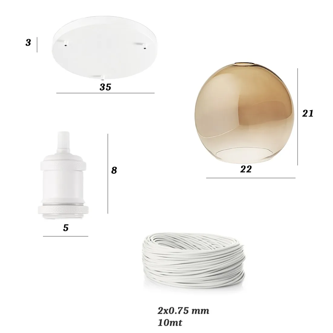 Sospensione vetro soffiato ambra Perenz SPHERE S3 E27 LED lampada soffitto moderna