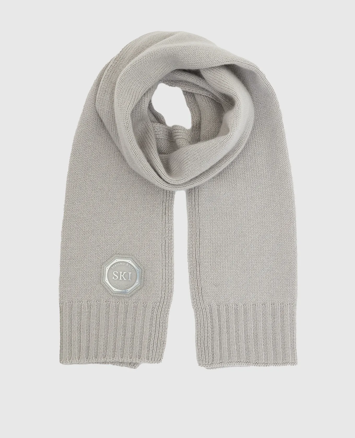Stefano Ricci Sciarpa per bambini in cashmere grigio chiaro YAK6S10SCIF6SA04