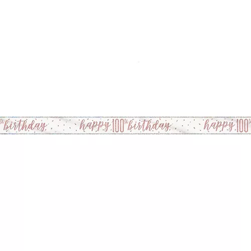Striscione di compleanno Happy 100th oro rosa 2,74 m