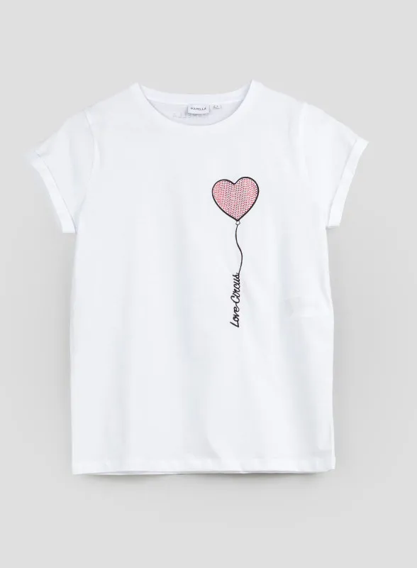 T-shirt bianca con cuore - Marella