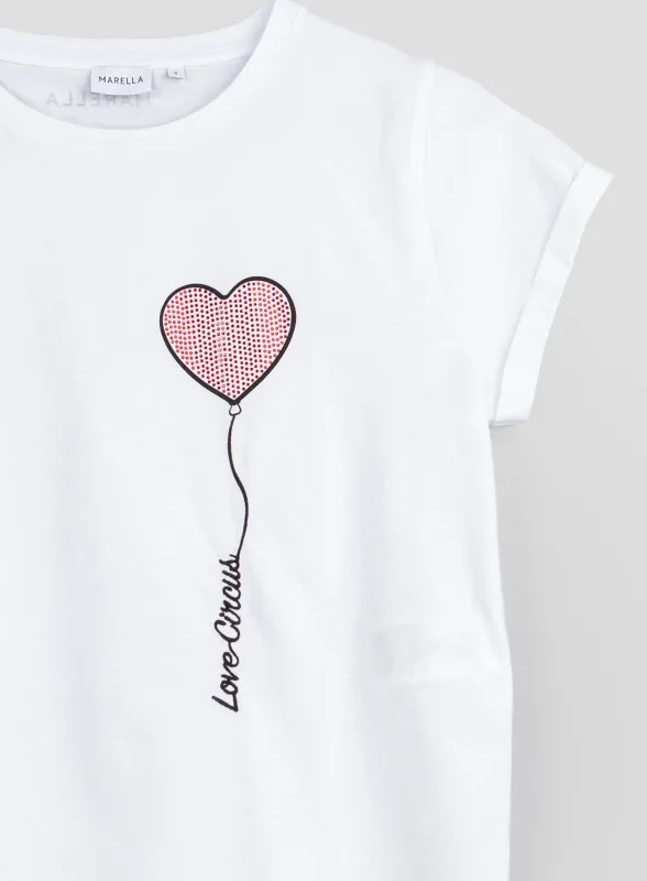 T-shirt bianca con cuore - Marella