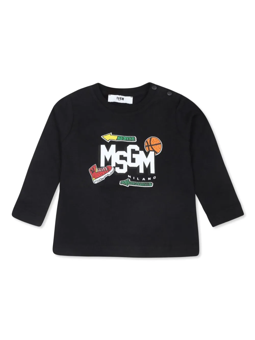 T-shirt nera con stampa sport MSGM Kids Milano
