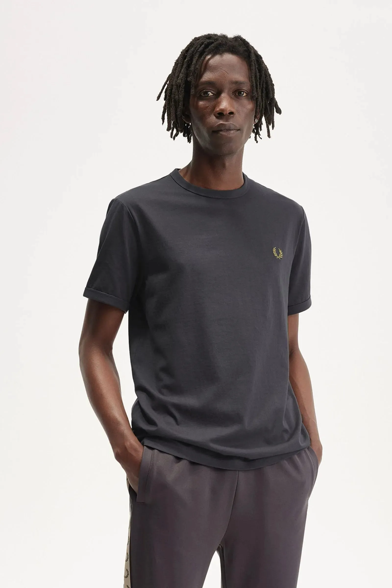 T-Shirt Ringer Classic Fred Perry Grigia da Uomo