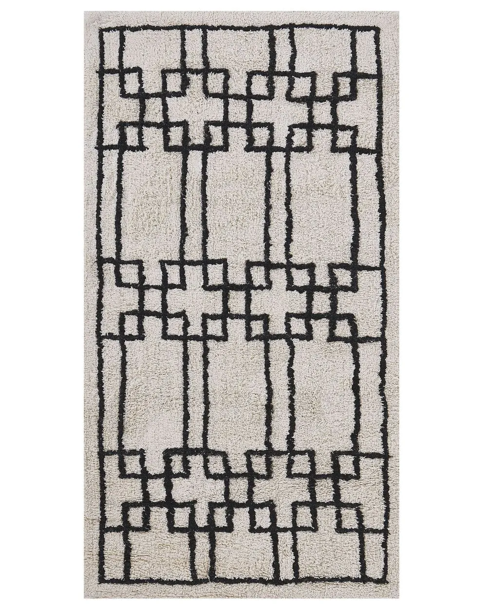 Tappeto beige e nero in cotone 80 x 150 cm TURHAL