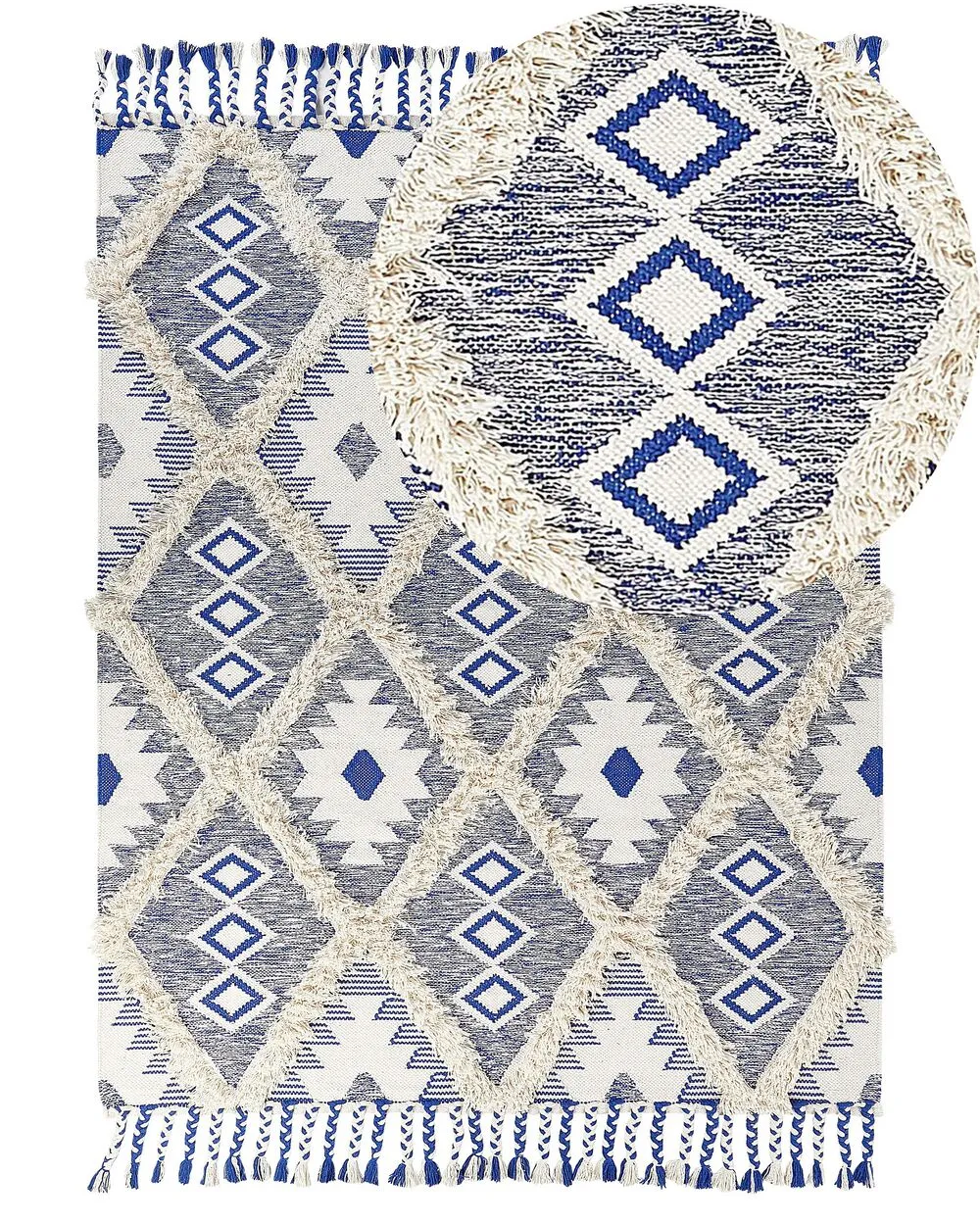 Tappeto cotone beige e blu 140 x 200 cm MANAVGAT