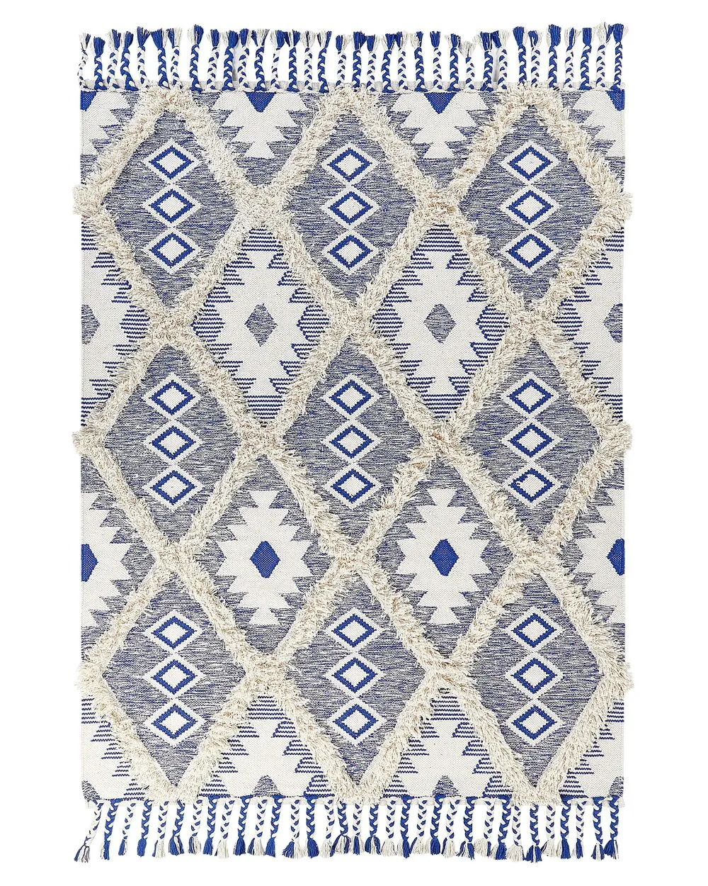Tappeto cotone beige e blu 140 x 200 cm MANAVGAT