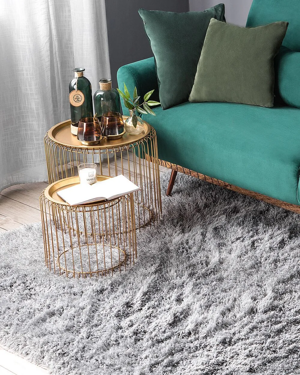 Tappeto shaggy rettangolare grigio chiaro 200 x 300 cm CIDE