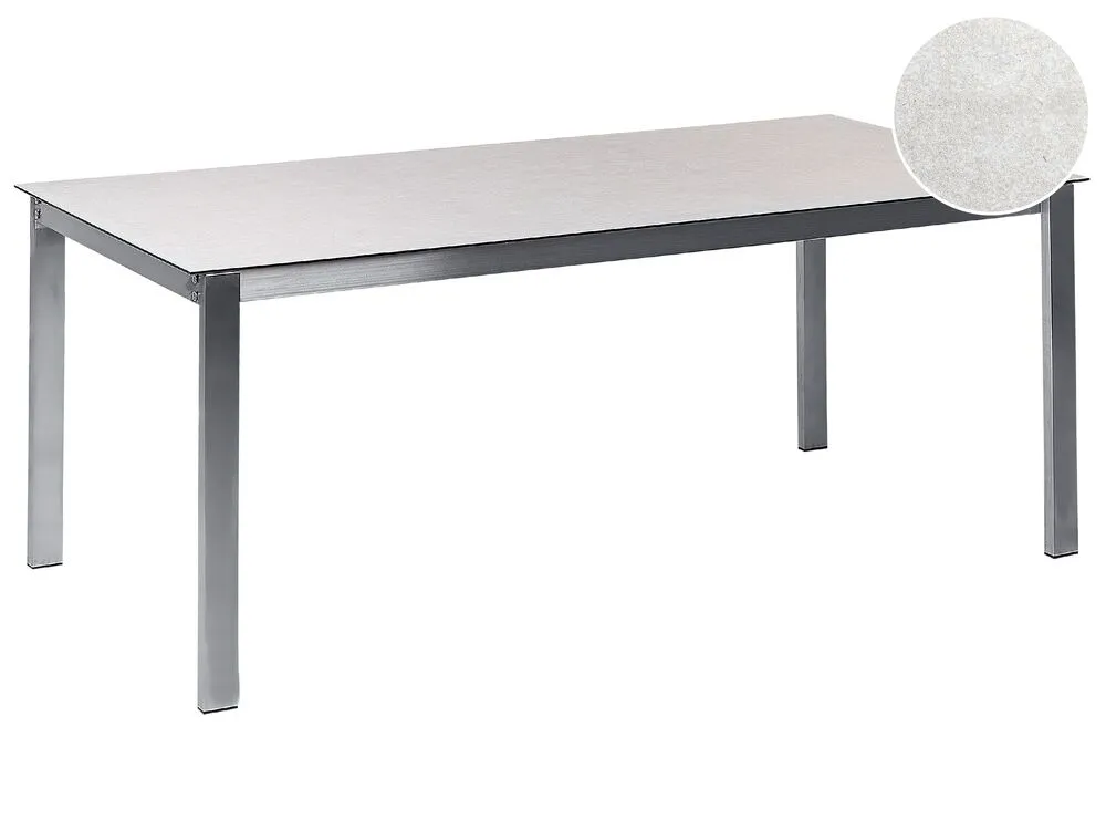 Tavolo da giardino vetro temperato e acciaio inox bianco e argento 180 x 90 cm COSOLETO