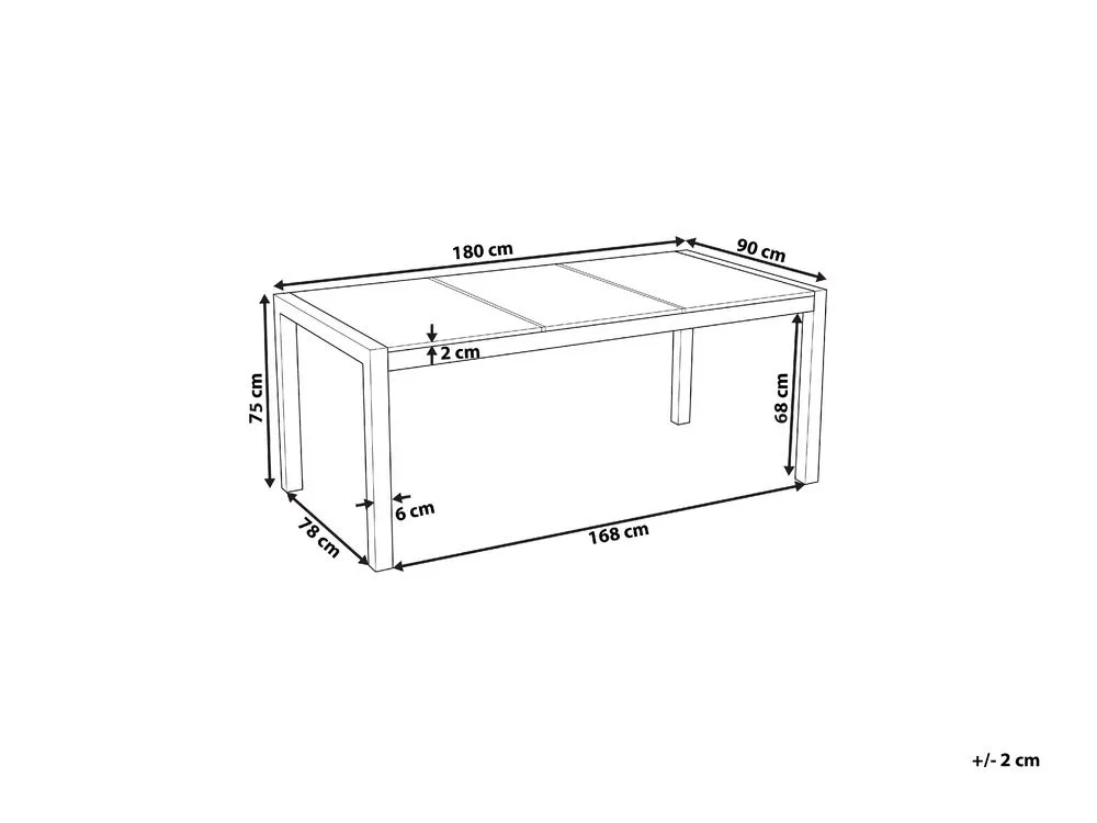 Tavolo da giardino vetro temperato e acciaio inox bianco e argento 180 x 90 cm COSOLETO
