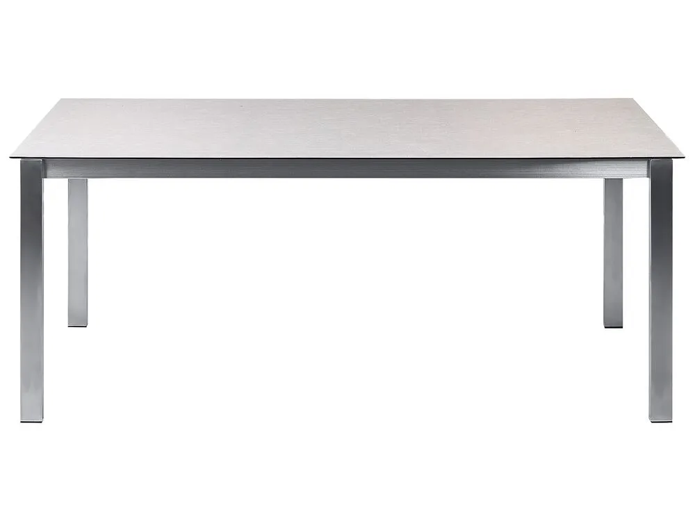 Tavolo da giardino vetro temperato e acciaio inox bianco e argento 180 x 90 cm COSOLETO