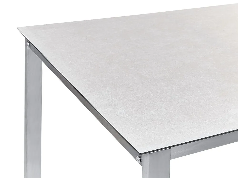 Tavolo da giardino vetro temperato e acciaio inox bianco e argento 180 x 90 cm COSOLETO