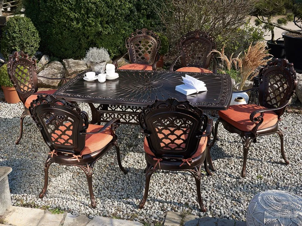 Tavolo da pranzo da giardino in alluminio marrone scuro 102 x 165 cm LIZZANO