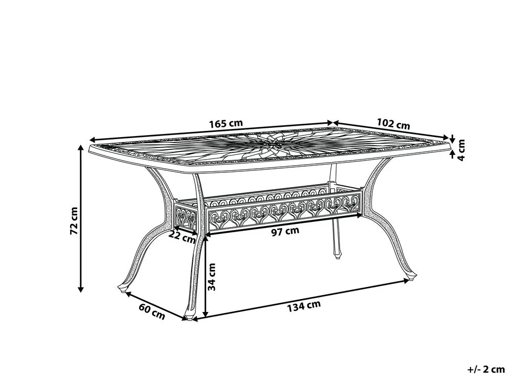Tavolo da pranzo da giardino in alluminio marrone scuro 102 x 165 cm LIZZANO
