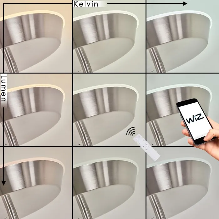 Theron Lampada da terra LED Nichel opaco, 1-Luce, Telecomando