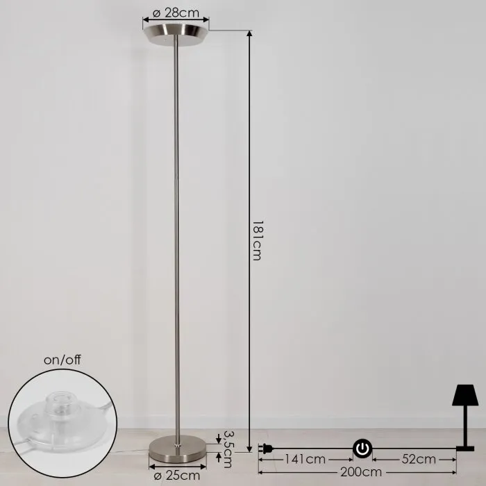 Theron Lampada da terra LED Nichel opaco, 1-Luce, Telecomando