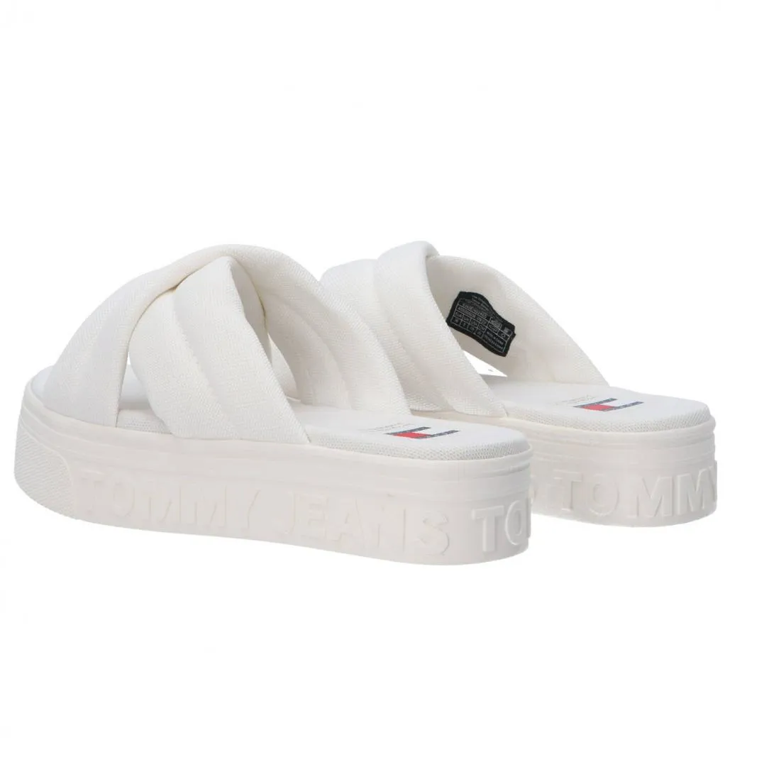 TJW LETTERING FLATFORM SANDAL Bianco
