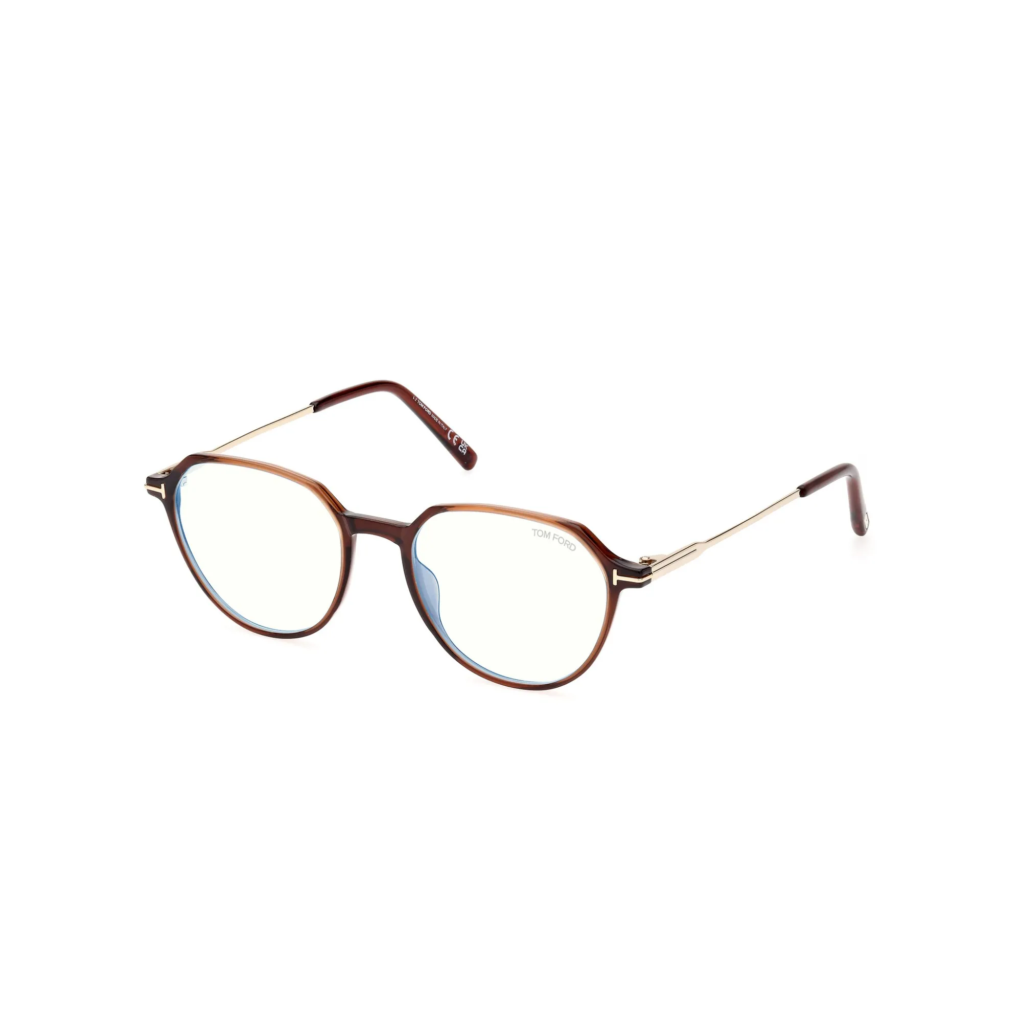   Tom Ford FT 5875-B Blue Filter 048 Marrone Scuro Lucido | Occhiale Da Vista Uomo 