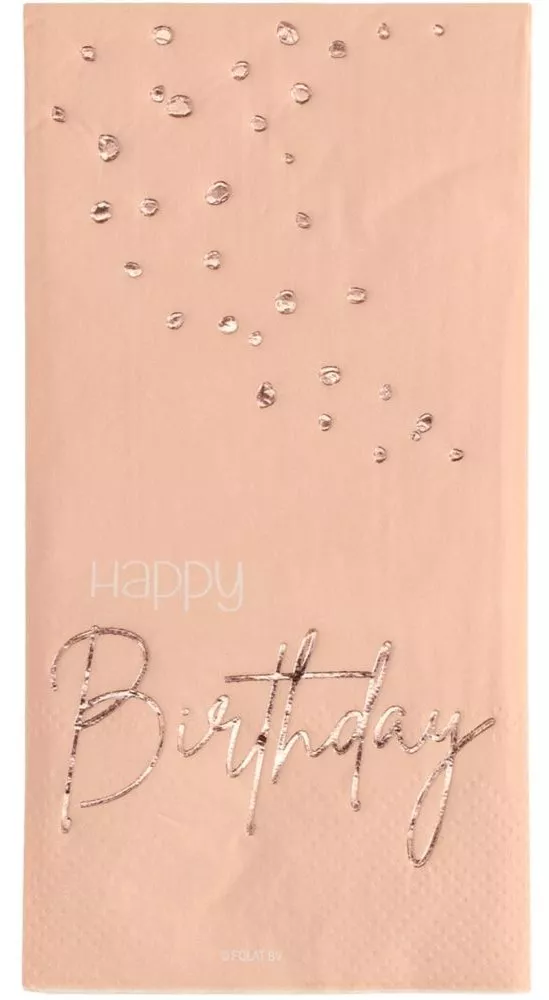 Tovaglioli Happy Birthday 10 Elegante blush in oro rosa