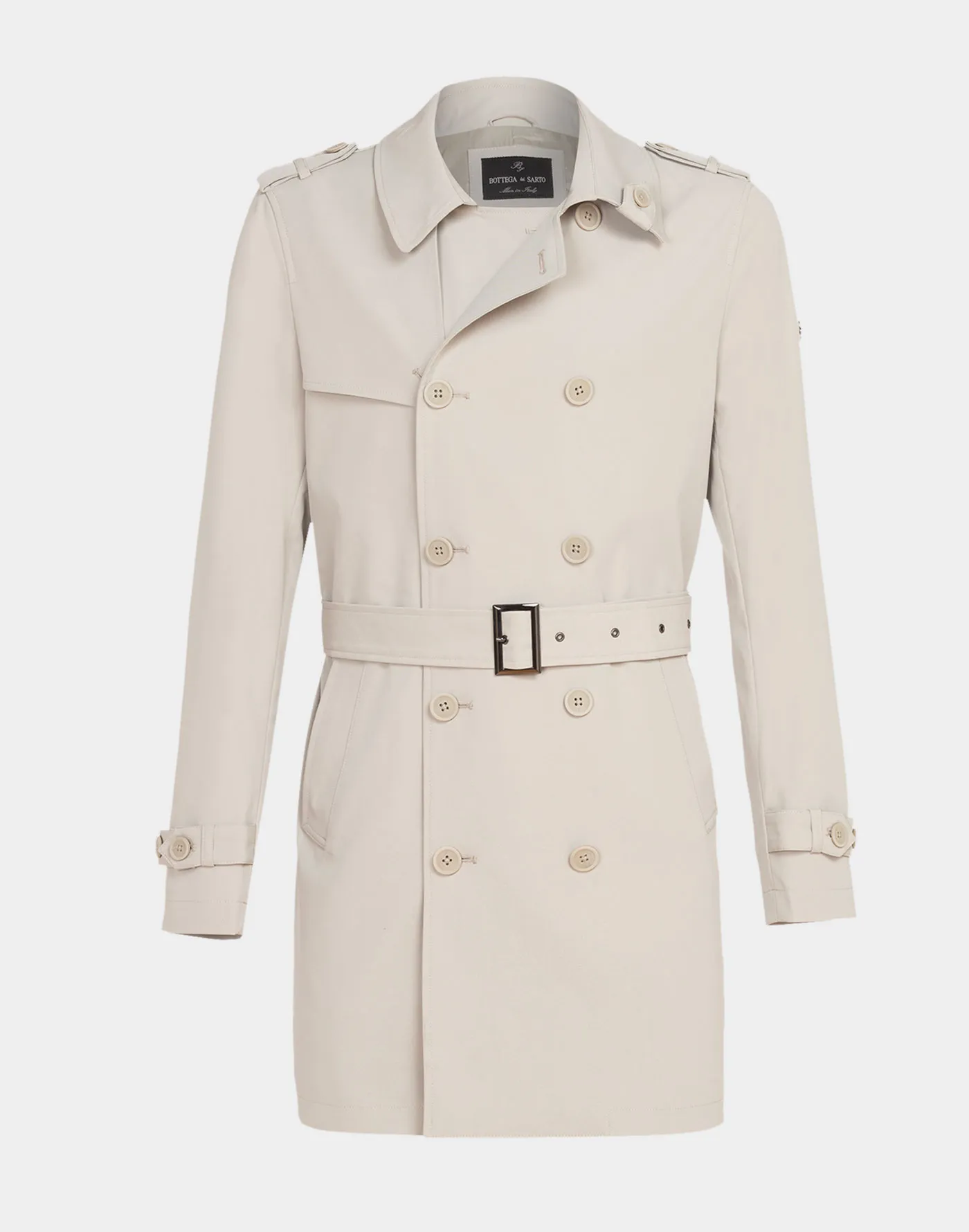 Trench Doppiopetto Ecru in Tessuto Waterproof