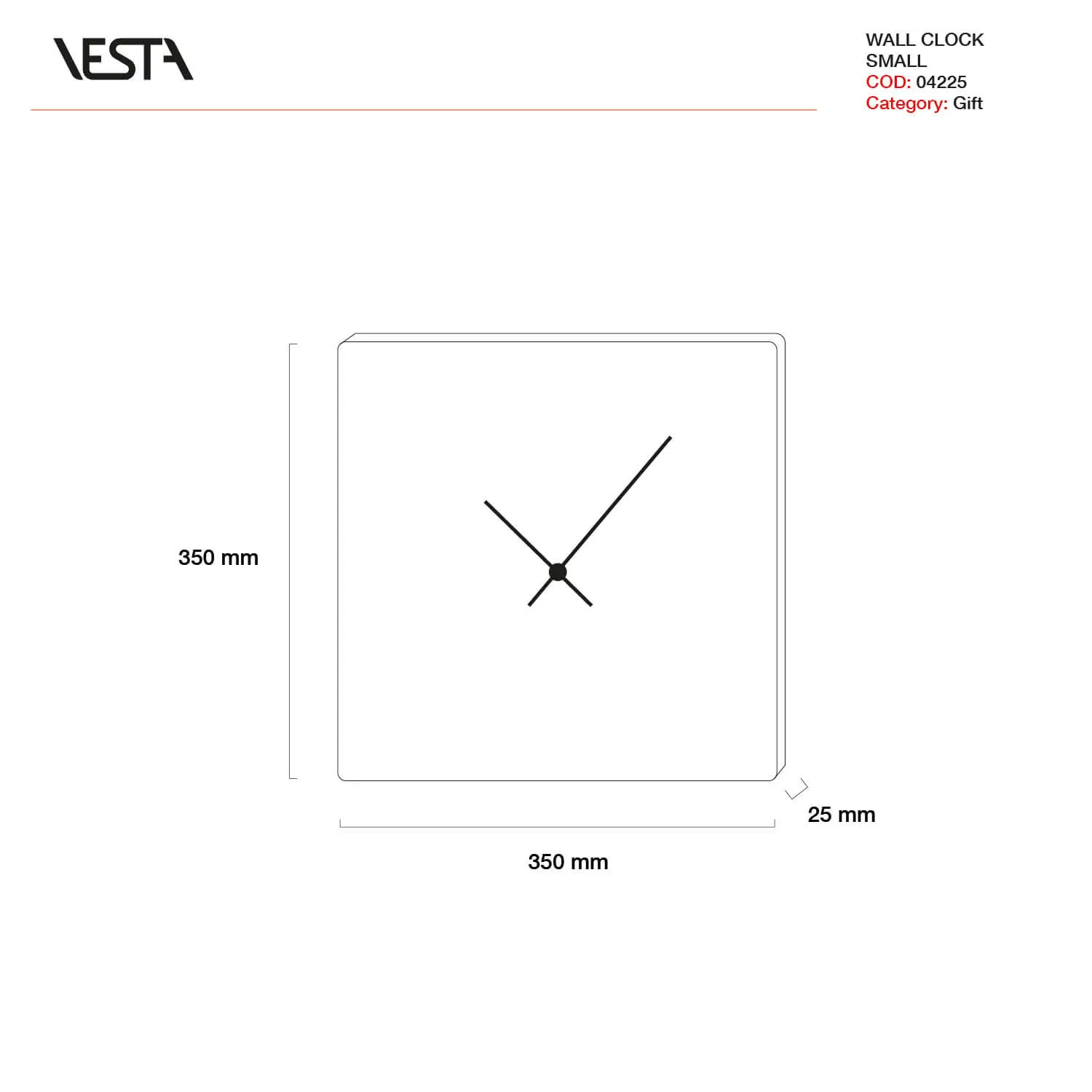 Vesta  Orologio da parete piccolo dal design moderno in plexiglass con decoro Modern Decor