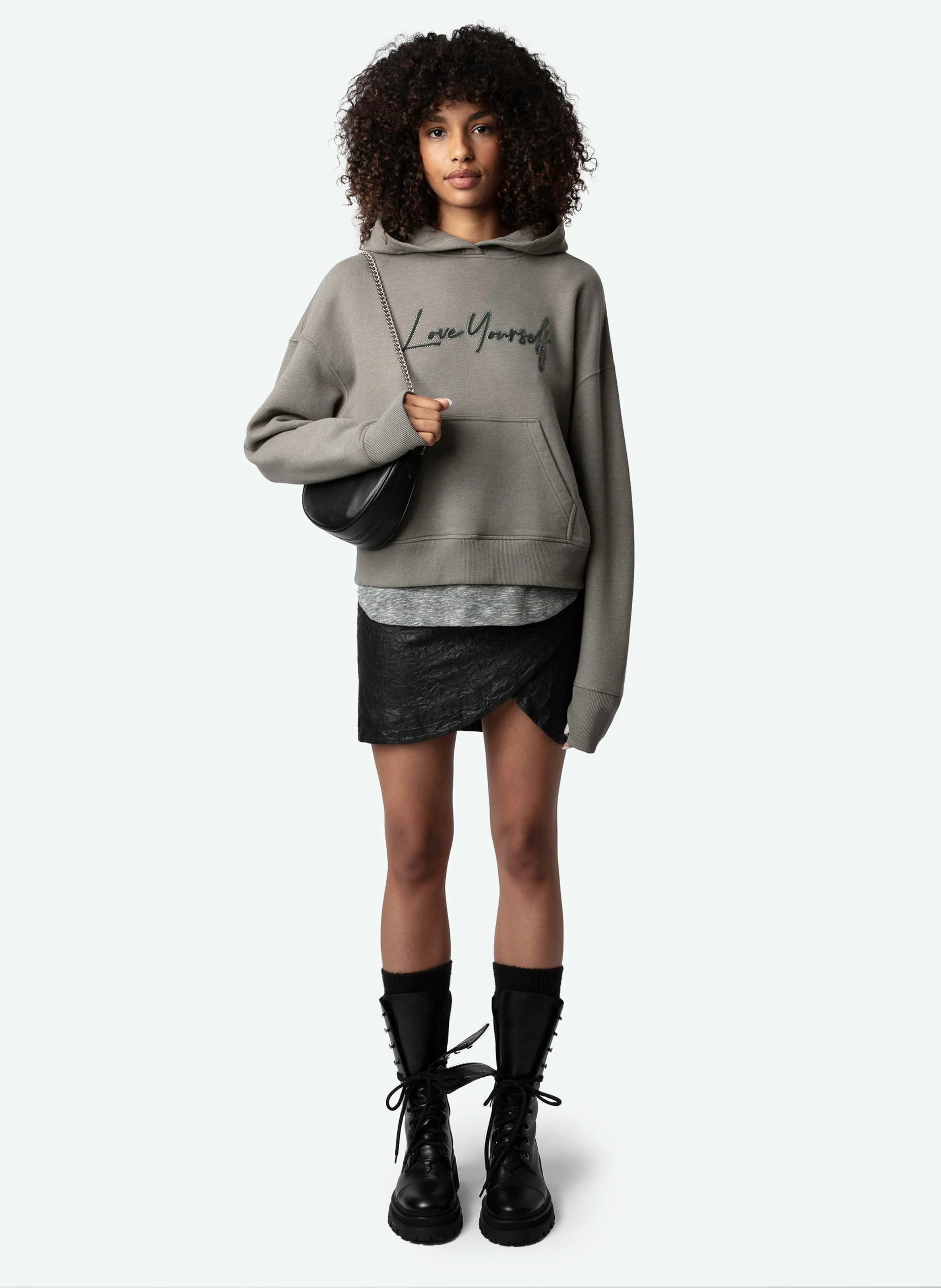  ZADIG&VOLTAIRE   MIA - Felpa con cappuccio stampata in misto cotone bio | Grigio